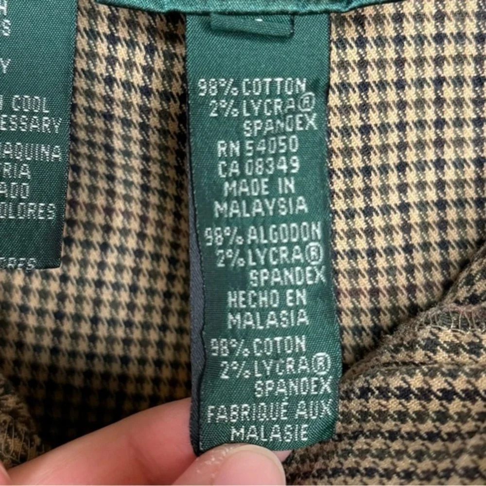 Lauren Ralph Lauren Vintage Tan Houndstooth Straight Leg‎ Trouser Pants- Sz 10
